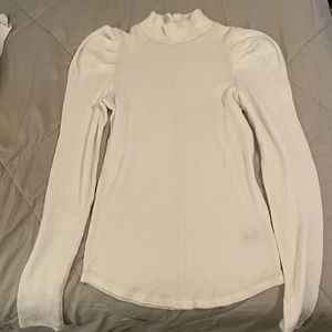 Free People NWT Puffy Sleeve Mock Turtleneck- Ivory
